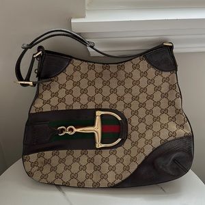 Classic Gucci GG Canvas Hasler Horsebit Hobo bag